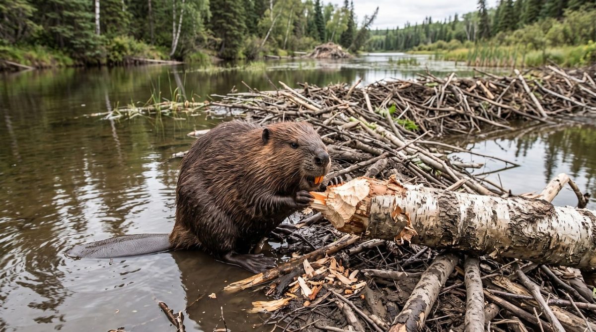 beaver dam, beaver, gnawing, log, river, branch, teeth, builder, wetlands, bark, trees, forest, nature, engineering, muddy, water, rock, forest environment, chewing