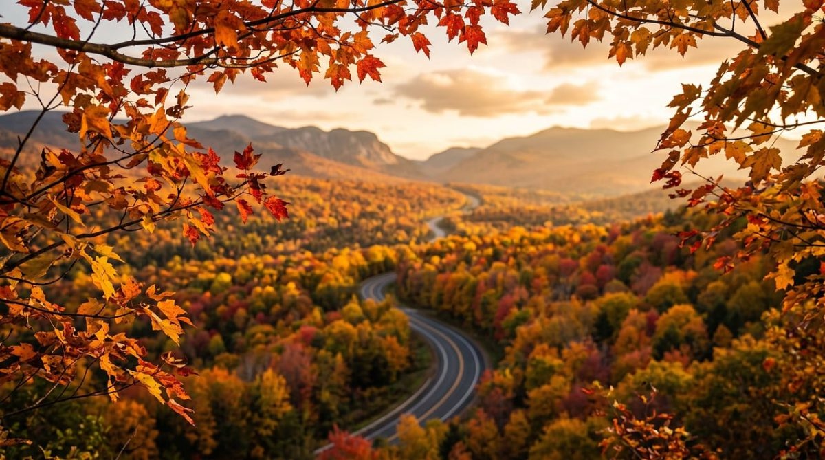 autumn, nature, landscape, forest, trees, leaves, park, rain, mountains, road, path, contemplation, beautiful, outdoor, calm, autumn leaves, winding roads, romantic, tranquil