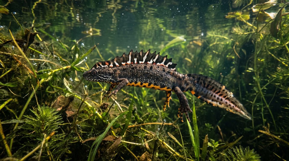 newt, pond, underwater, swimming, tail, amphibian, freshwater, weeds, nature, spring, creeping, patterns, biology, ecosystem, natural, insects, surface, biotope, marsh