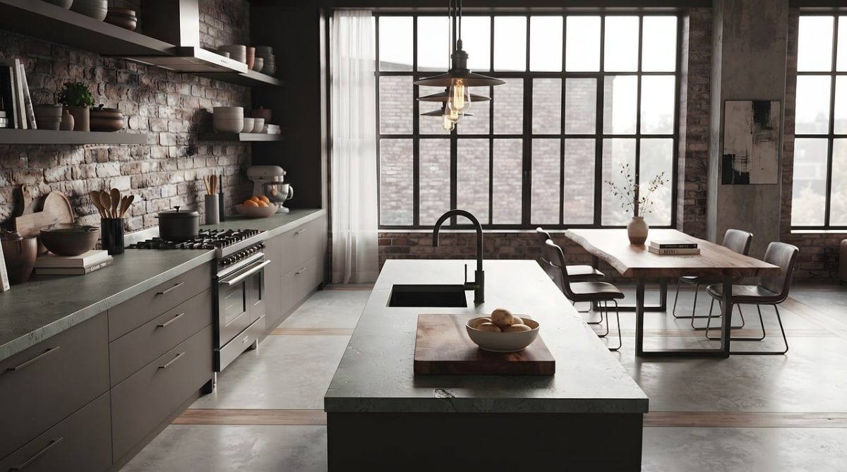 kitchen, modern, interior, industrial, design, luxury, brick, pantry, cooking, storage, furniture, decor, spacious, bedroom, lighting, rustic, minimalist, countertop, metal