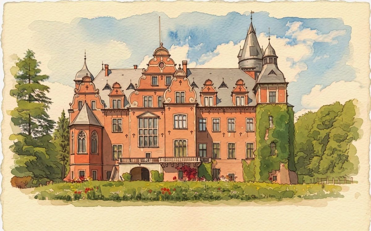 watercolor, castle, art, architecture, history, architectural style, painting, building, historical, nature, german castle, garden, architectural heritage, european, historical building, photography, green landscape, medieval style, blue sky, inspiration