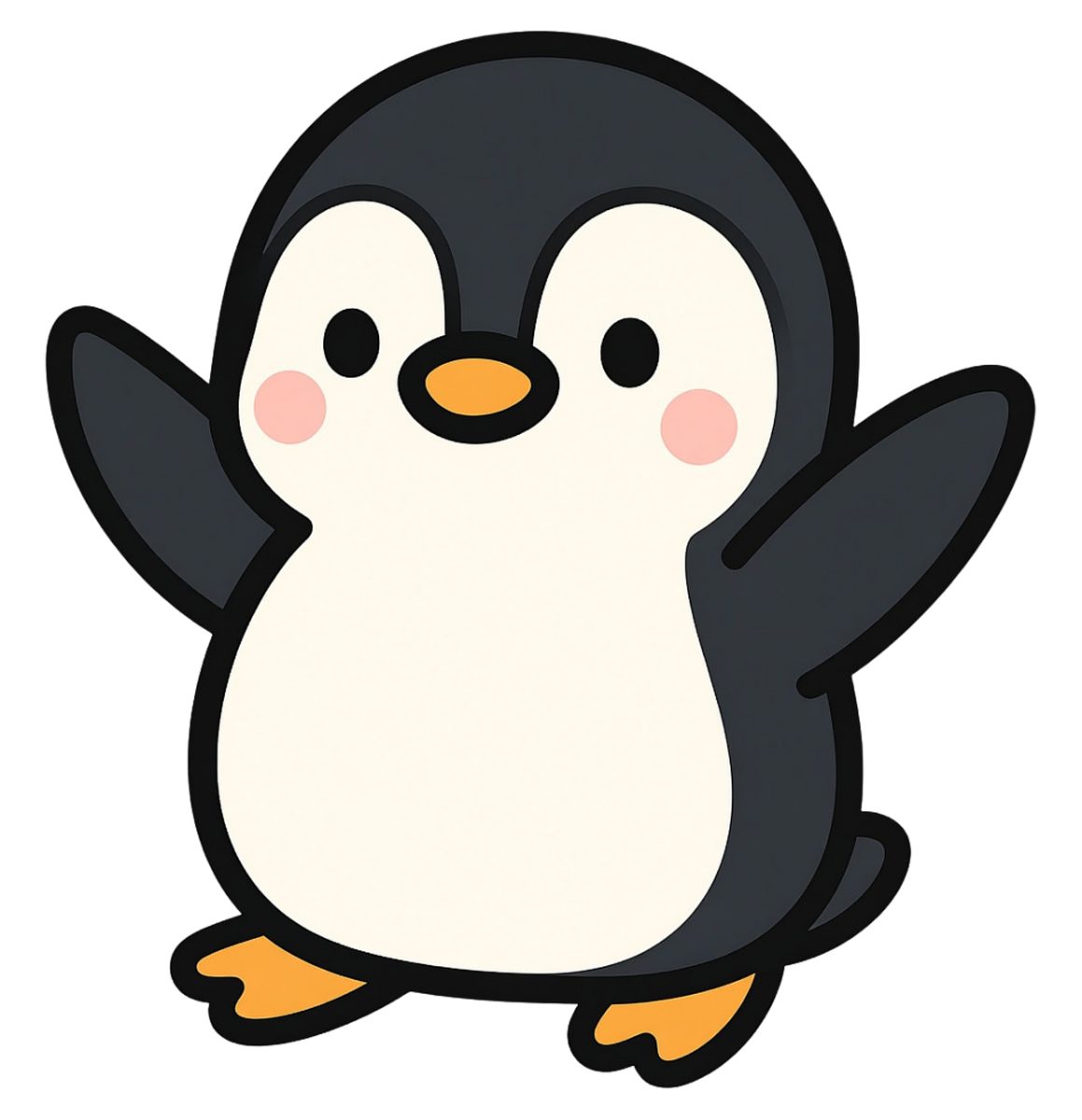 penguin, cartoon, cute, animal, character, nature, drawing, black and white, cartoon character, graphic, dancing, animation, entertainment, symbol, trend, cute animals, kid, children theme, design, digital art