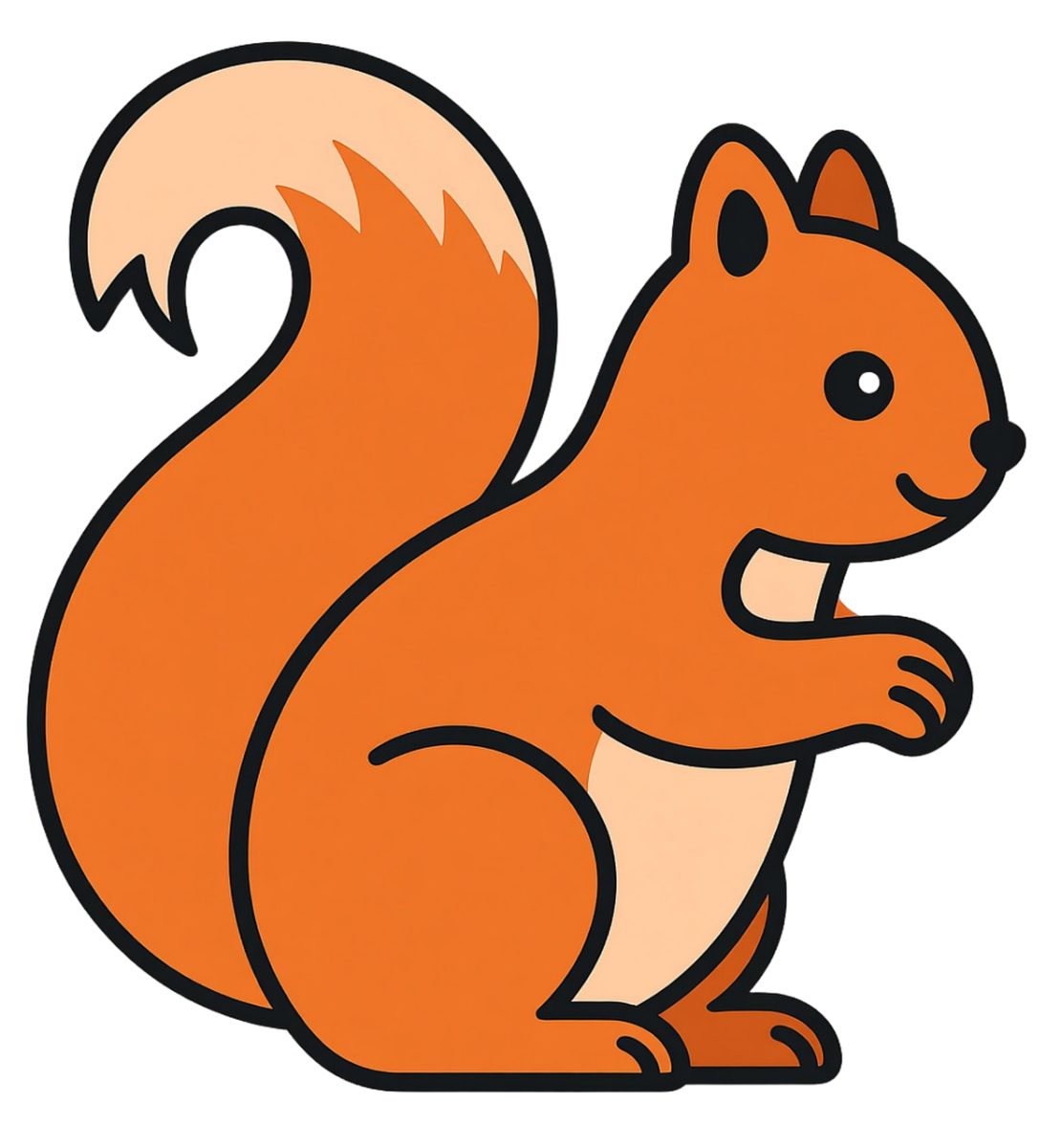 squirrel, cartoon, cute, cartoon style, animal, red, geometric shapes, positive, nature, bright colors, pattern, adventure, animal world, simple style, creativity, symmetry, nature education, playful, friendly, face