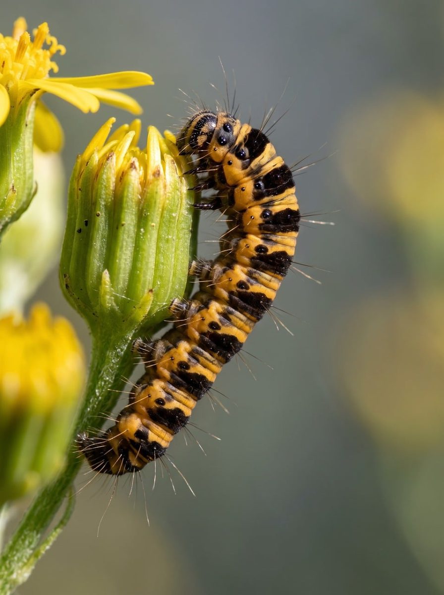 caterpillar, macro photography, flower background, insect, nature, flower, detail, yellow, black, plant, larva, flower wallpaper, pest, bud, garden, wildlife, spring, beautiful flowers, entomology, fauna, garden nature, stems, entomological photography