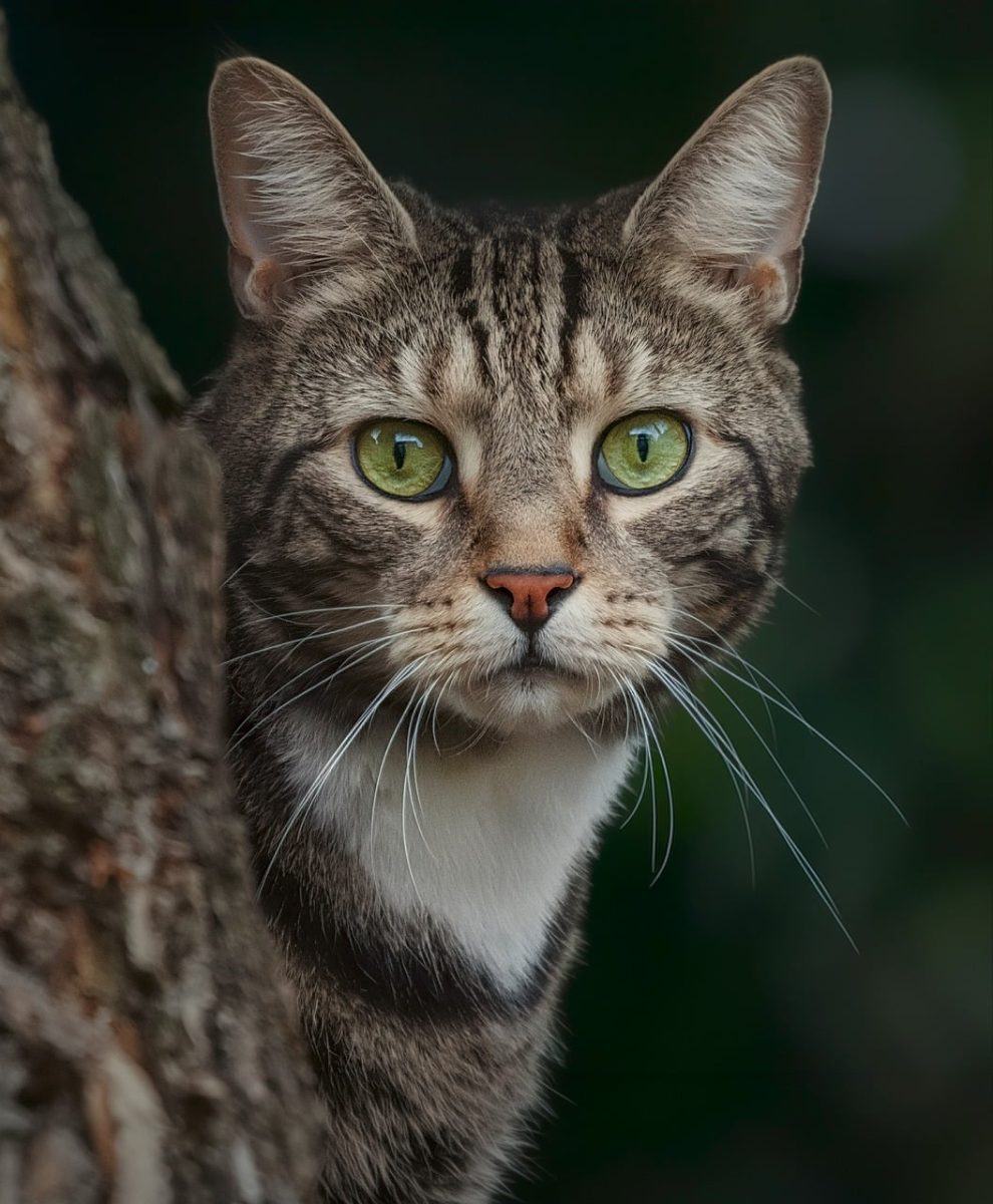 cat, feline, animal, nature, wildlife, fur, eyes, whiskers, mammal, pet, natural habitat, tree, experience, wildness, photography, cute, gaze, obvious, striking, contrast, outdoor