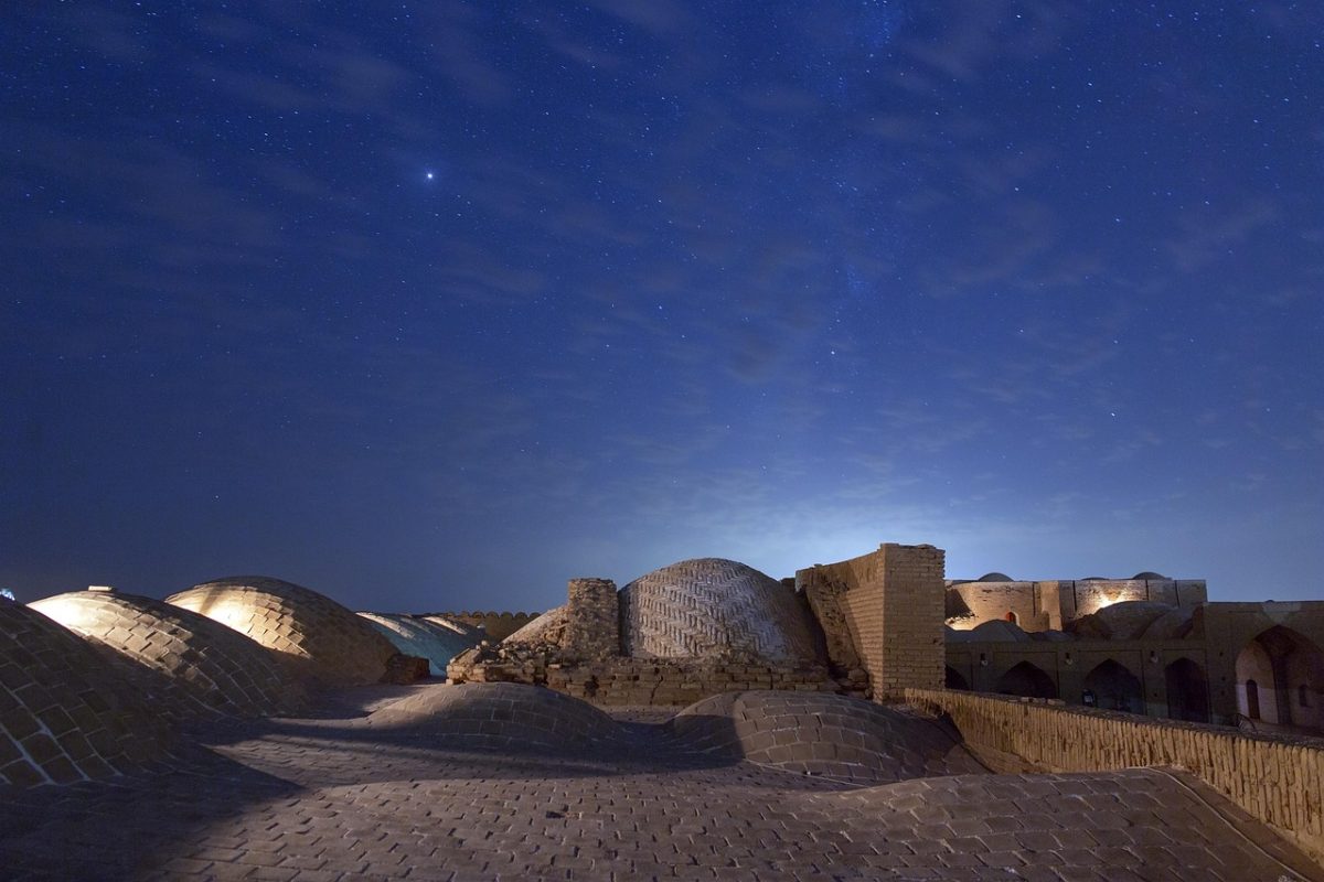 caravansary, monument, persian architecture, iran, qom province, travel, tourism, architecture, building, kavir national park, desert, trip, night, sky, qom, night sky, lights, light, dark, night photography, nature, blue sky, blue travel, blue light, blue building, blue desert, blue night, blue dark, blue park, blue photography, blue lights