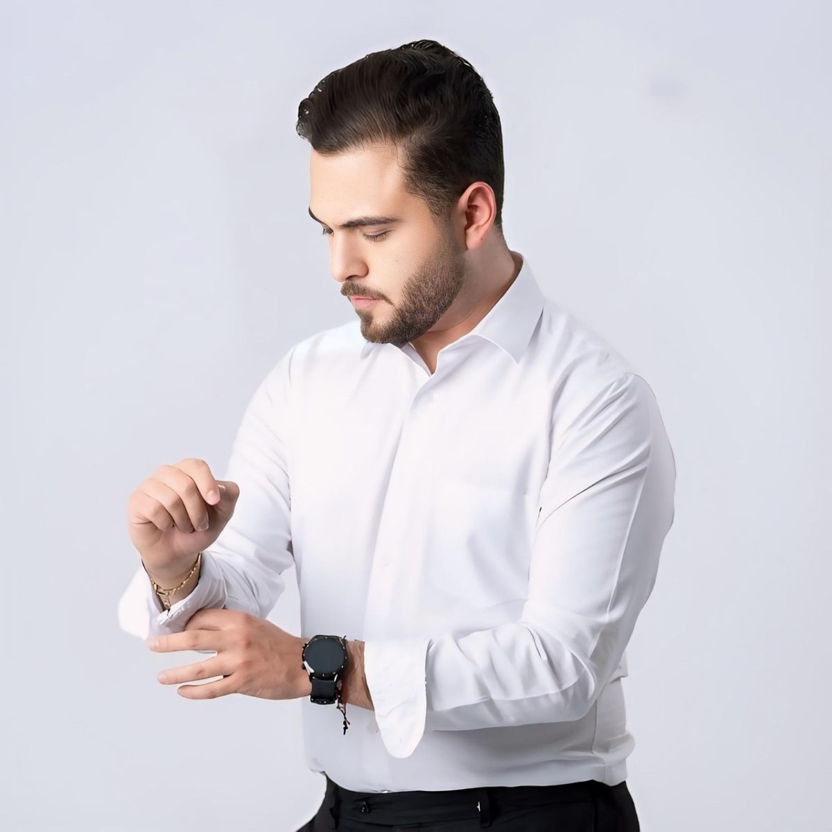 men, attractive, portrait, beauty, job, business, beard, face, male, model, pose, look, fashion, style, host, white, influencer, employee, office worker, photoshoot, gay, homosexual, businessman, white background