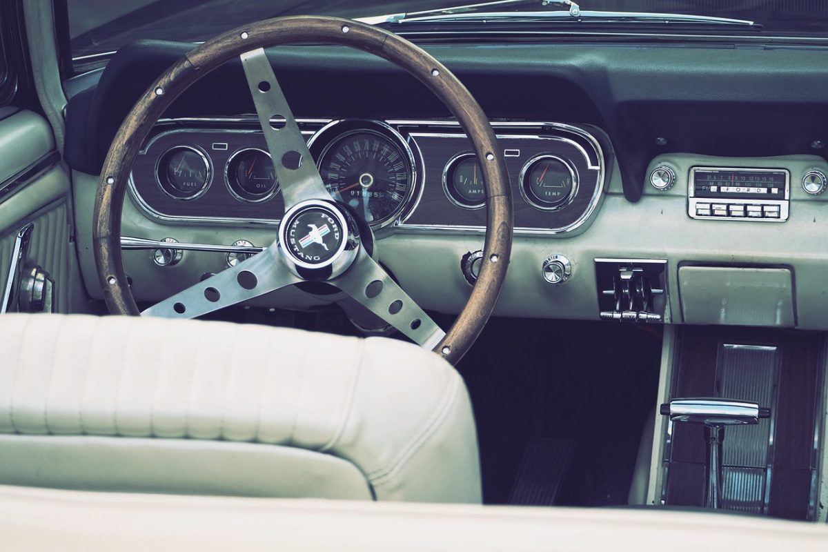 dashboard, steering wheel, antique car, car radio, speedometer, automobile, ford, mustang, sports car, classic