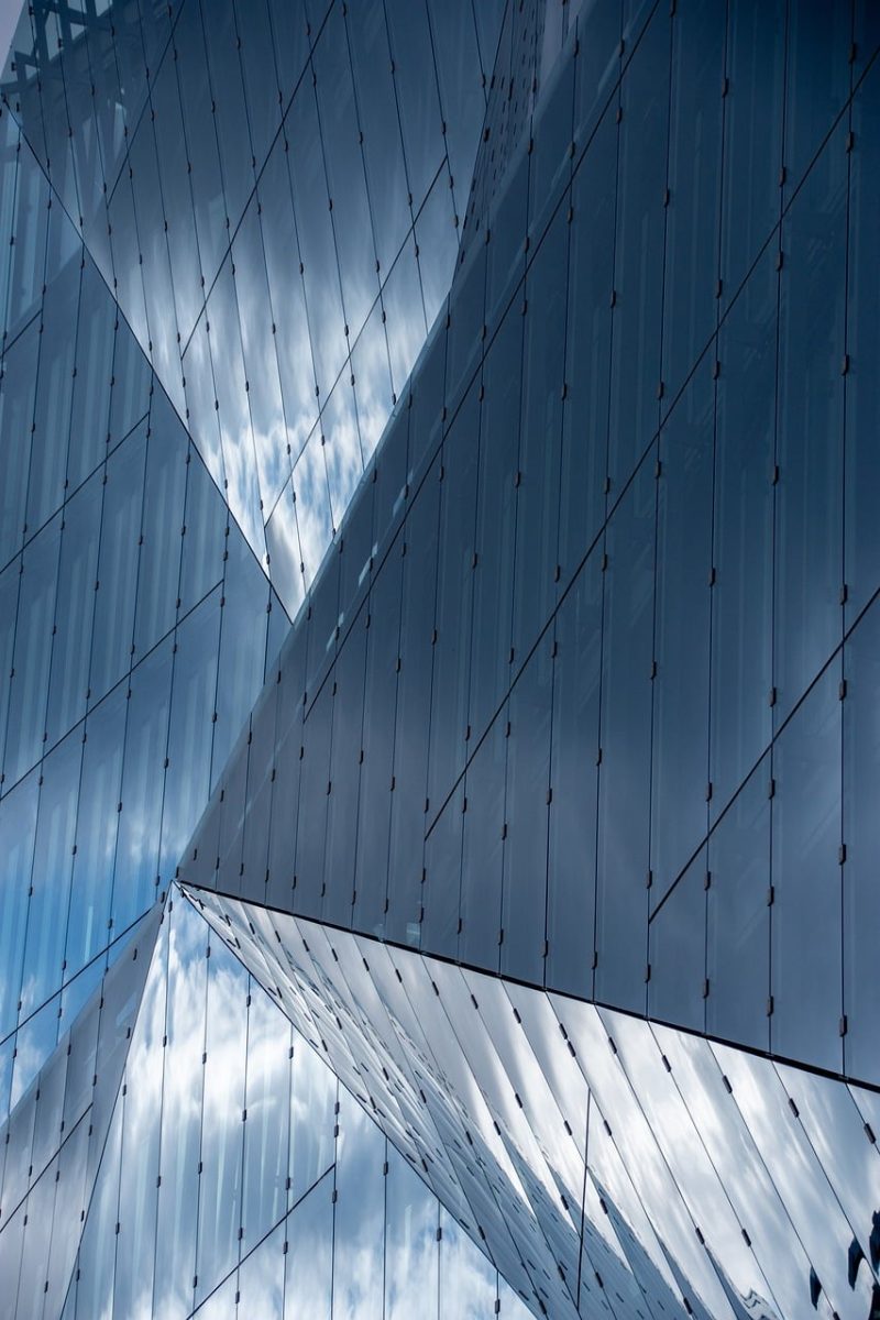 building, facade, glass facade, modern, design, structure, architecture, blue, reflection
