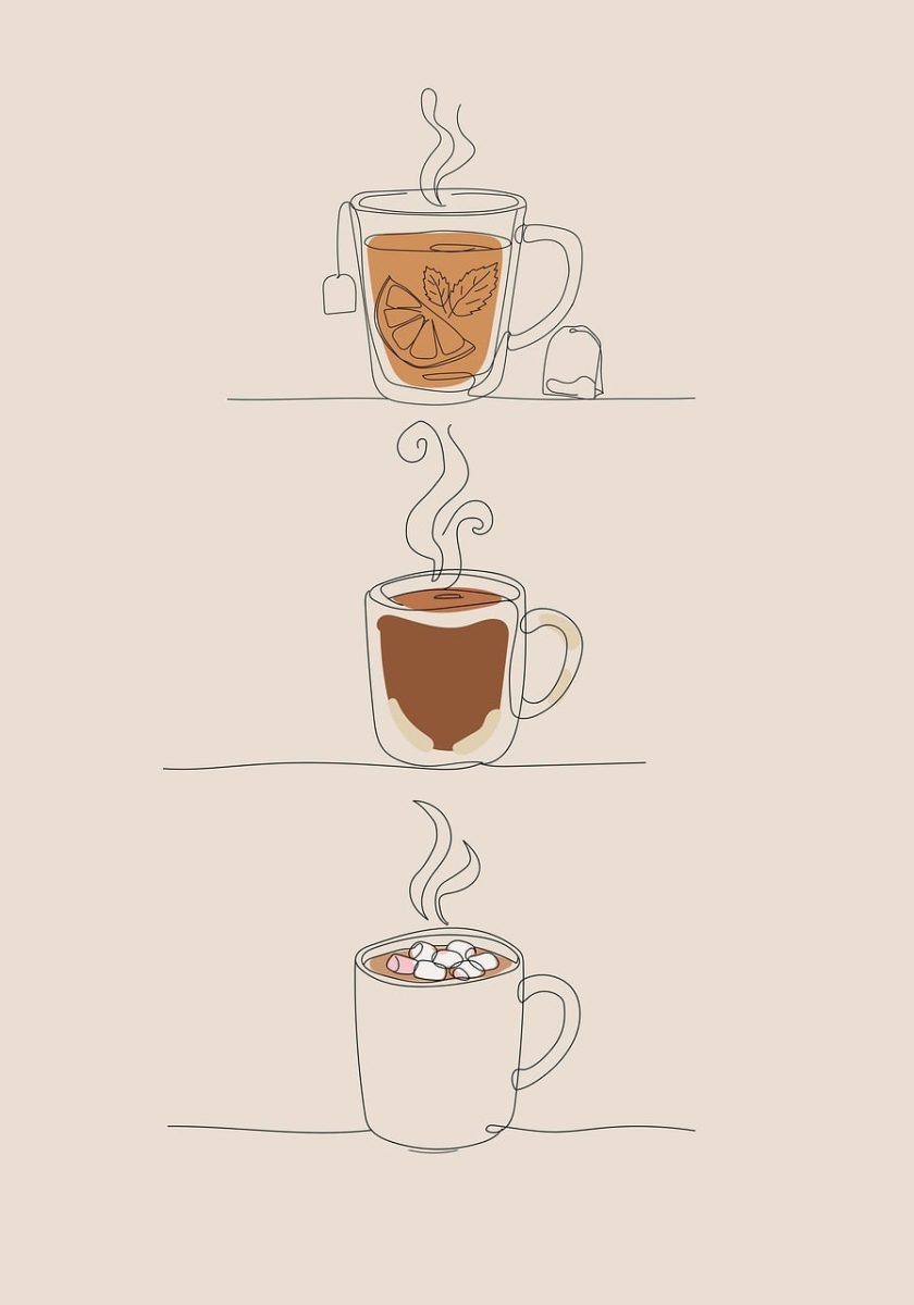 coffee, tea, chocolatemilk, coffee cup, hot, boho, bohemian, background, drawing, line drawing, beautiful wallpaper, tea cup, cup, winter, drink, drinking, cafe