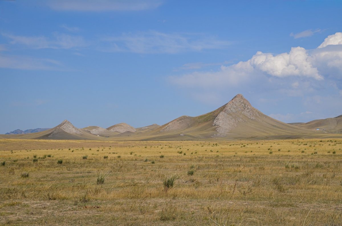 kazakhstan, grass landscape, hill, arid landscape, geology, natural space, open landscape, steppe, earth formation, expanse, ecology, nature, horizon, mountains, rock, dry vegetation, landscape, quiet, wilderness