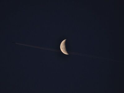 moon, airplane, nature, night sky, nightsky, sky, astronomy