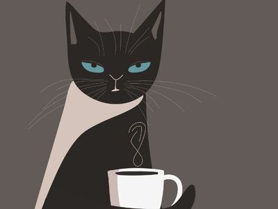 cat, pet, coffee, background, drawing, boho, bohemian, poster, art, animals