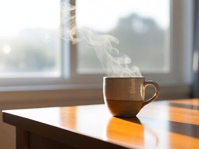 coffee, breakfast, morning, cup, steam, hot, caffeine, coffee cup, table, sunlight, wood, lifestyle, cozy, drink, espresso, latte, aroma, relaxation, shadow, window, mug, interior, beverage, still life, minimalist, atmosphere, ai generated