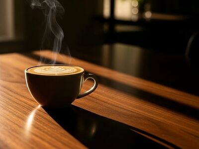 coffee, breakfast, morning, cup, steam, hot, caffeine, coffee cup, table, sunlight, wood, lifestyle, cozy, drink, espresso, latte, aroma, relaxation, shadow, window, mug, interior, beverage, still life, minimalist, atmosphere, ai generated