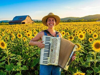 acordeon, accordion, nature, gait, gaita, music, sanfona, flor, verde, flora, naturaleza, plant, ia, accordionist, acordeons, bagpipes, instrumento musicais, bagpiper, girl, ai generated