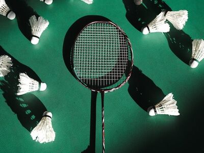 badminton, racket, sport, game, equipment, hobby, shuttlecocks, indoor, sunlight, morning, court, floor, halflight, afterglow