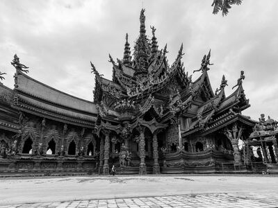 temple, pattaya, thailand, sanctuary of truth, architecture, religion, wood carving, hinduism, buddhism, tourism, asian, wooden, travel, thai culture, tourist attraction, travel photography, cultural heritage, holiday, exterior, tourist destination, sculpture
