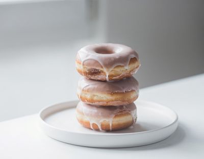 donut, glaze, stacked, sweet, sugar, pastry, temptation, dessert, bakery, food photography, plate, irresistible, comfort food, unhealthy, snack, aesthetic, delicious, gourmet