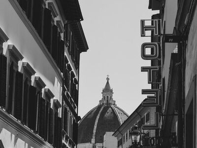 cupola, florence, italy, architecture, cathedral, historic, modern, panorama, city, travel, tourism, dome, street, hotel, black-and-white, rooftops, europe, church, landmark, history