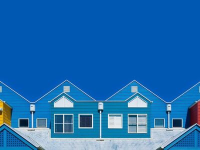 building, architecture, facade, roof, color, blue, yellow, red, village, location, decoration, bright, spot, retraction, notable, urban, windows, vibrant, linear, symmetrical