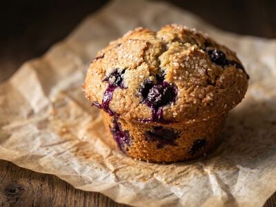 muffin, blueberry, sugar, pastry, food, sweet, breakfast, bakery, snack, paper, wooden table, baking, close-up, delicious, treat, fresh, homemade, crumbs, rustic, gourmet, texture
