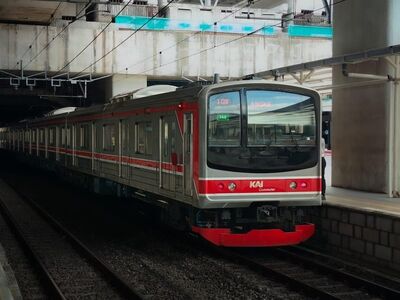 train, station, train platform, railway, jakarta commuter line, public transportation, indonesia, locomotive, metro, vehicle, asphalt, bridge, city metro, tropical climate, urban landscape, travel in asia, transportation network, quiet, metro signal, modern transportation