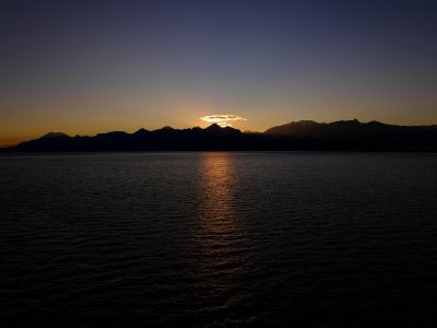 sunset, sea, landscape, overhead, strong, nature, silence, shallow sea, reflections, blue, calm, dark sky, island, sunlit meadows, south, mountains, travel, not much, environment, awesome, calm before storm