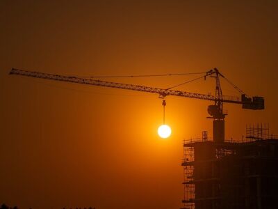 sunset, dusk, landscape, sun, sky, horizon, silhouette, evening, tower crane, engineering, construction site, nature, architecture, building, road, panorama, construction, evening light, documentation, industry, work environment, overview