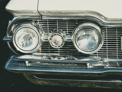 vintage, car, lights, shiny, chrome, classic, automotive, headlights, history, detail, american dream, car wallpapers, curiosity, retro, iconic, aesthetics, iconic car, vintage car, collectible, retro car