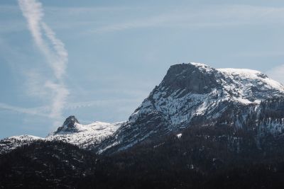 snowy mountain, alpine peak, blue sky, contrails, winter scene, rock formation, sunlight, cold, nature, daytime, landscape, mountain range, alps, austria, natural beauty, hiking, awe, photography, tourist destination, phone background
