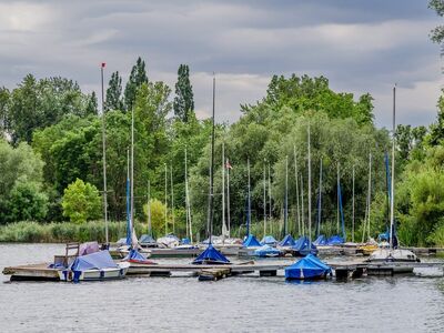 yacht, lake, sailboat, dock, forest, trees, nature, boating, tranquility, relaxation, summer, outdoors, boat, park, tree line, picnic, water surface, moored, green, cloudy