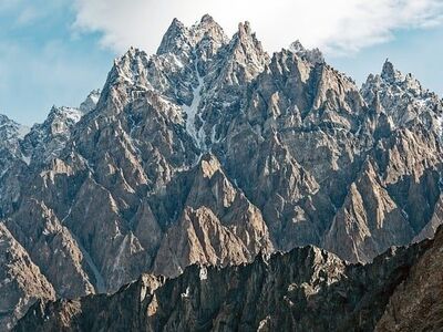mountains, nature, pakistan, glaciers, sky, snow, landscape, rocks, clouds, peaks, rock formations, karakoram, pakistani mountains, synonym for nature, mountainous region, gojal region, mountain range, fels formations, panorama, summit