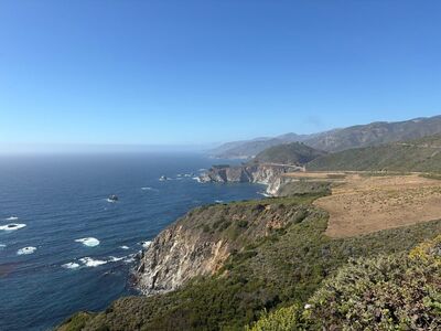 coastline, ocean, cliffs, mountains, panorama, sunny, nature, pacific, road, california, view, hiking, calm, summer, pacific highway, travel, blue sky, rocky, scenic, excursion