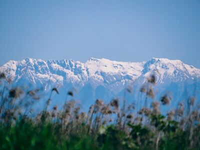 mountains, snow-capped peak, nature, antalya, blue sky, grassy field, tranquility, distant mountains, tourism, top view, spring scene, climate change, snow heaps, panoramic view, fresh air, agriculture, natural beauty, ecotourism, local landscape, green space, fauna, nature conservation