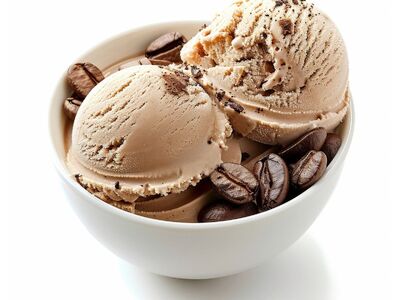 ice cream, coffee, coffee ice cream, bowl, beans, coffee beans, sweet, creamy, cold, dessert, fresh, milky, gourmet, scoop, texture, delicacy, chill, dairy, treat, indulge