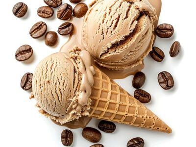 ice cream, coffee, coffee beans, cone, sweet, chocolate, dessert, chilled, treat, refreshing, texture, frozen, ice, creamy, dairy, tasting, vanilla, tasty, fresh, crunchy, blend