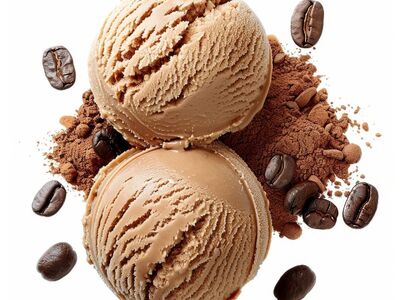 ice cream, chocolate, coffee, dessert, cream, creamy, tasty, gourmet, nature, batter, tempting, decoration, cocoa powder, scoop, summer, on white background, milky