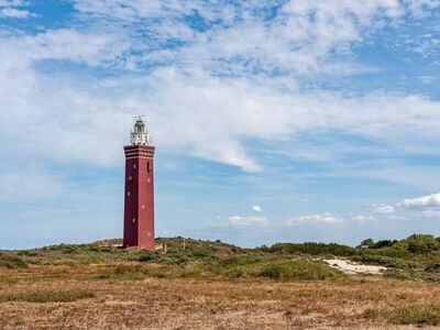 lighthouse, nature, landscape, horizon, holland, netherlands, dunes, red, white, rural, travel, tourist attraction, coast, blue sky, tranquility, afternoon, serene landscape, architecture, seaside, color contrast