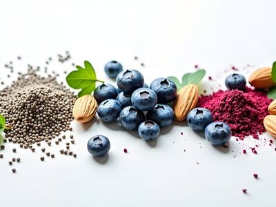 superfood, blueberries, almonds, chia seeds, healthy eating, kale, green tea, red powder, colorful food, vegetarian diet, raw food, nutrition, organic food, healthy diet, plant based food, diet food, food, cuisine, antioxidants