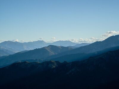 mountain, south island, new zealand, landscape, nature, evening, clouds, sky, outdoors, hiking, trekking, mountainous, scenic, mountain range, natural beauty, tranquil, clean air, backpacking, silhouette