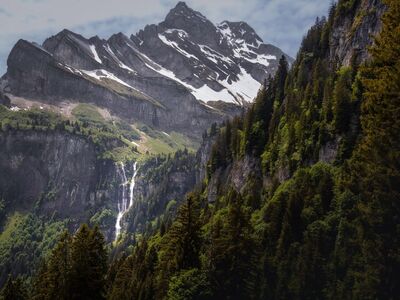 glarus, nature, switzerland, mountains, alps, glarnerland, landscape, braunwald, spring, characteristic, trail, sky, glärnisch, hiking, waterfall, snow, trees, mountain massif, ecology, panorama, tourism
