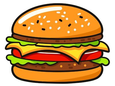 burger, cheese, lettuce, tomato, cartoon, sesame seeds, cartoon style, picnic, fast food, diet, american cuisine, catering, food, regular snacks, passion, restaurant, bread, duplicate