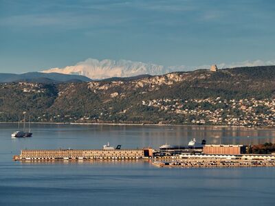 nature, landscape, sea, sky, port, trieste, italy, panorama, ship, coast, mountains, location, city, tourism, natural, sunlight, peaceful, europe