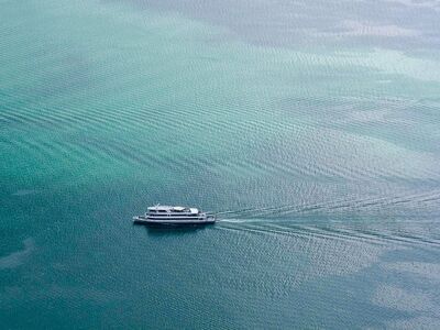 boat, water, lake, alone, blue, calm, trail, transportation, drift, tranquility, panorama, lake constance, nature, expanse, reflection, travel, tourism, shipping, clean, unique