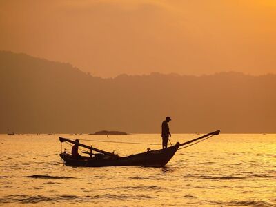 sunrise, boat, dawn, morning, sea, sky, coast, landscape, travel, nature, silence, sunset, twilight, horizon, romantic, relaxation, happy, sense of calm, summer, fishing