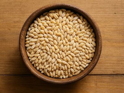 barley, pearl barley, grain, whole grain, wooden bowl, fiber, raw grain, pantry, healthy carb, nutrition, uncooked, food, wooden table, dried, cooking, ingredient, plant-based diet, carbohydrates, organic