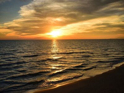 sunset, sea, clouds, beach, nature, italy, tuscany, evening, coastal landscape, sand, air, light, romantic, calm, horizon, beautiful, landscape, sun, magical, tranquil