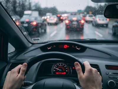 driving, car, rain, traffic, steering wheel, dashboard, driver, view, traffic jam, rush hour, wet, highway, weather, urban traffic, car wallpapers, hand, brake lights, nature, windshield, travel, visibility, tourism