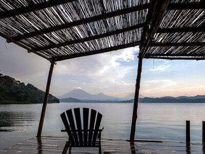 lake, relaxation, serenity, scenery, mountains, natural beauty, natural retreat, wooden deck, chair, gazebo, african lake, reed, nature, horizon, solitude, sunset, hiking, travel, peace, waterside gazebo, silhouette
